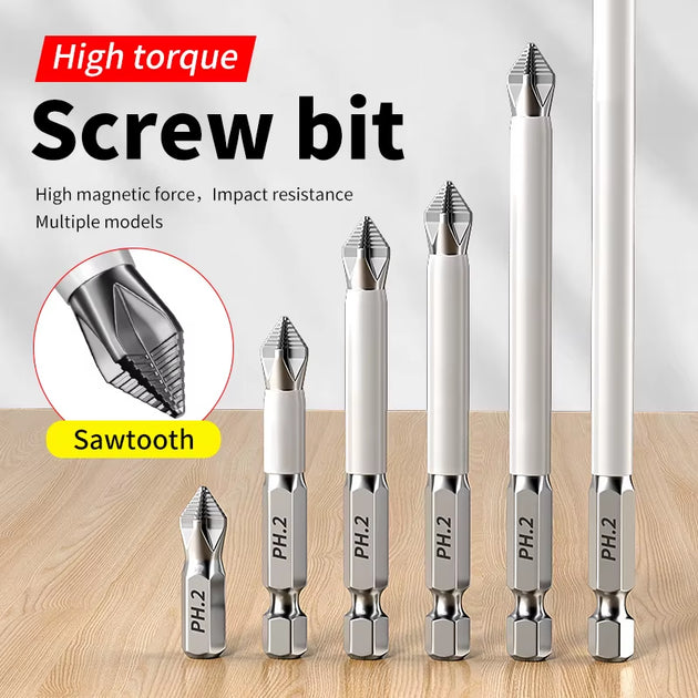 6 Pcs Non-Slip Magnetic Cross Head Household Electric Driver Screw Set - High Hardness Hand Drill Bits for Electric Screwdrivers