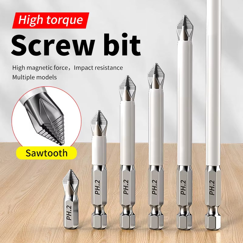 6 Pcs Non-Slip Magnetic Cross Head Household Electric Driver Screw Set - High Hardness Hand Drill Bits for Electric Screwdrivers