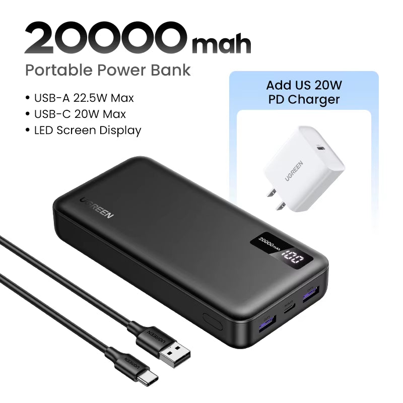 20000Mah PD 20W Power Bank Fast Charge Portable Powerbank for Iphone 17 16 15 Pro Max Xiaomi Phone External Battery 30W