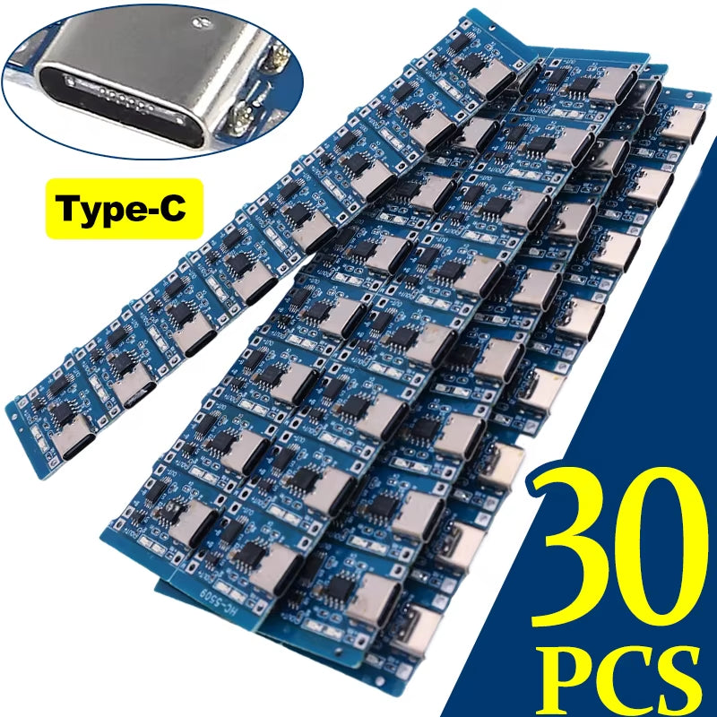 10-20Pcs 18650 TP4056 1A 5V Lithium Battery Charging Board Module Type-C Interface Charging Board with Protection Dual Functions