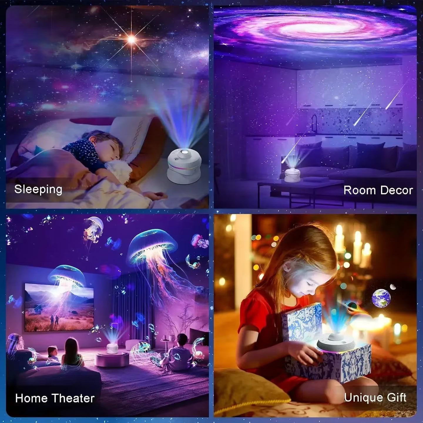 LED Galaxy Star Projector - 4K HD 13-in-1 Planetarium with 360° Rotation for Bedroom Decor and Children's Gifts