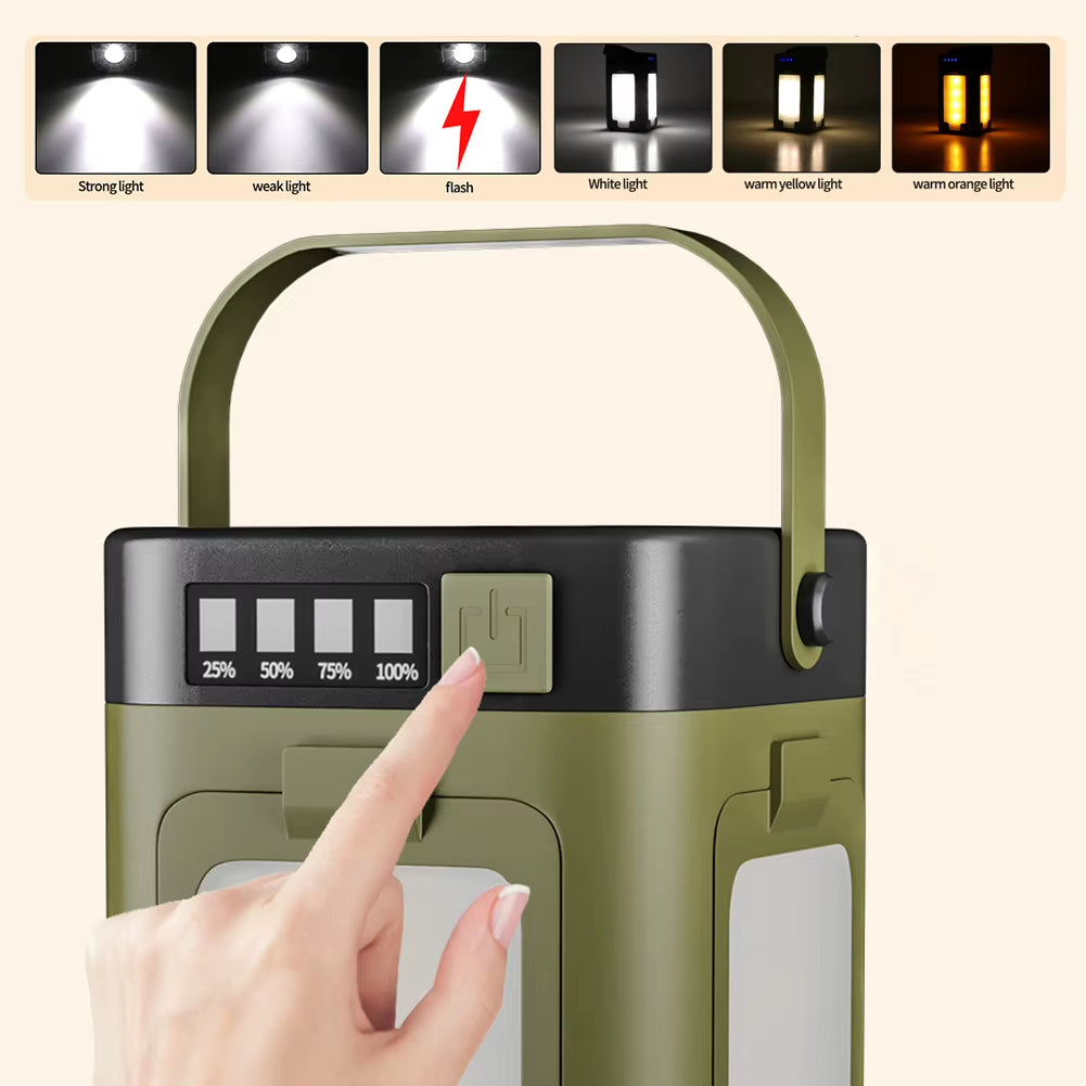 Solar Camping Lantern Foldable Camping Light Waterproof Rechargeable Lantern Portable Flashlight LED Tent Light Emergencise Gear