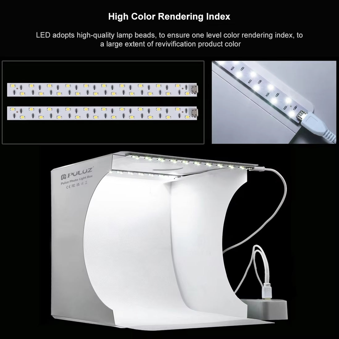20cm Mini LED Panel Lighting Kit with 1100LM Output and 6 Color Backdrops for Photography Studio Tent