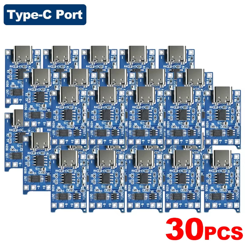 10-20Pcs 18650 TP4056 1A 5V Lithium Battery Charging Board Module Type-C Interface Charging Board with Protection Dual Functions