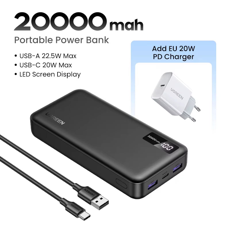 20000Mah PD 20W Power Bank Fast Charge Portable Powerbank for Iphone 17 16 15 Pro Max Xiaomi Phone External Battery 30W