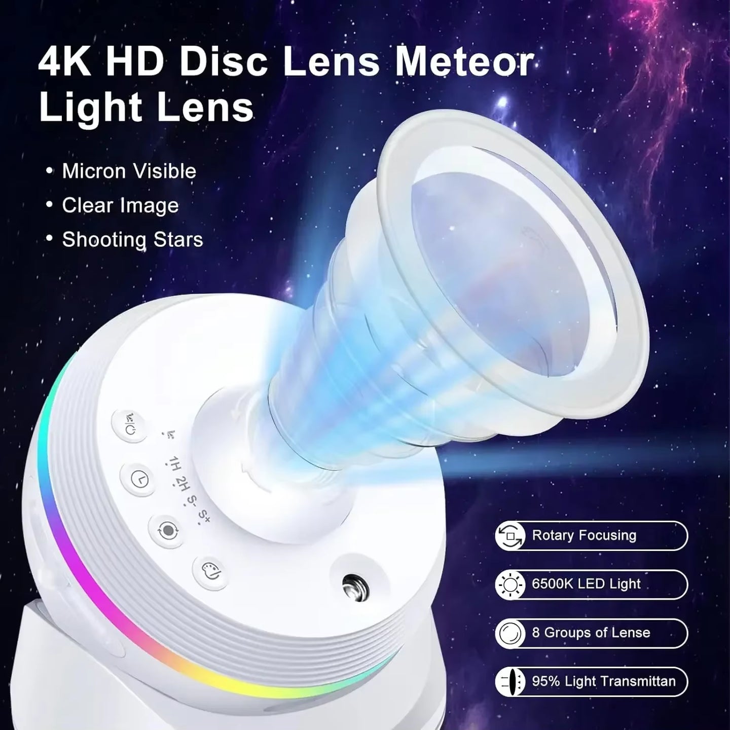 LED Galaxy Star Projector - 4K HD 13-in-1 Planetarium with 360° Rotation for Bedroom Decor and Children's Gifts