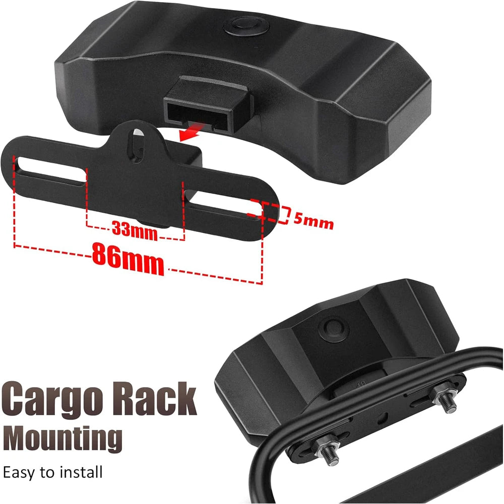 Bike Tail Light for Cargo Rack with Turn Signals Brake Light Rechargeable Wireless Remote Bike Horn Alarm Bike Light