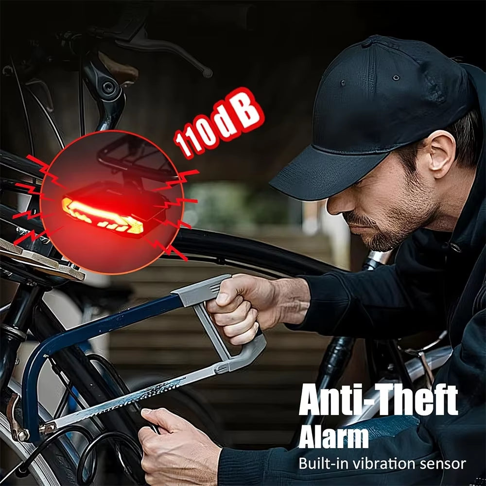 Bike Tail Light for Cargo Rack with Turn Signals Brake Light Rechargeable Wireless Remote Bike Horn Alarm Bike Light