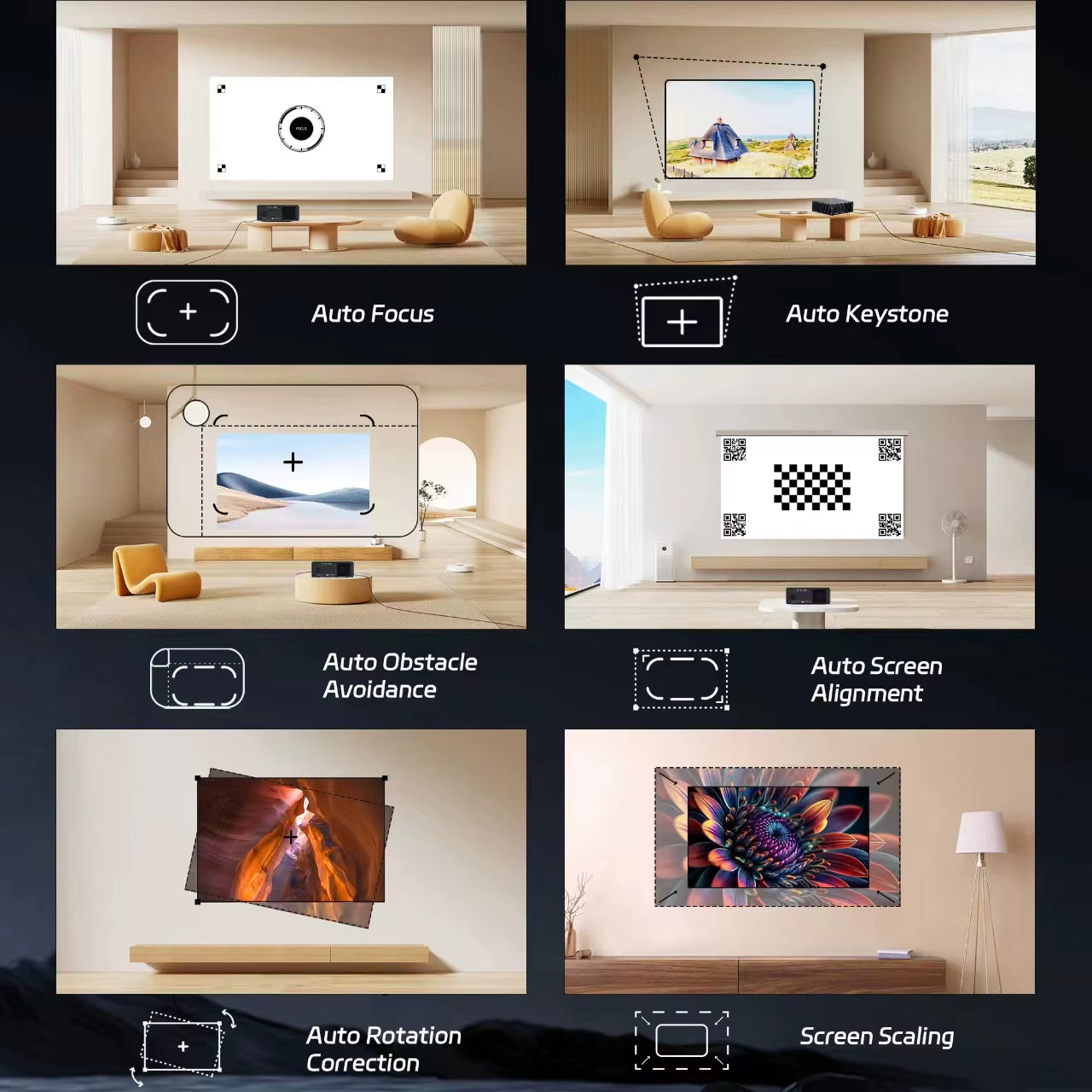 C4 PRO Full HD 1080P Projector with 4K Support and 1200 ANSI Lumens - Smart TV Functionality for Home Entertainment with 32GB Storage