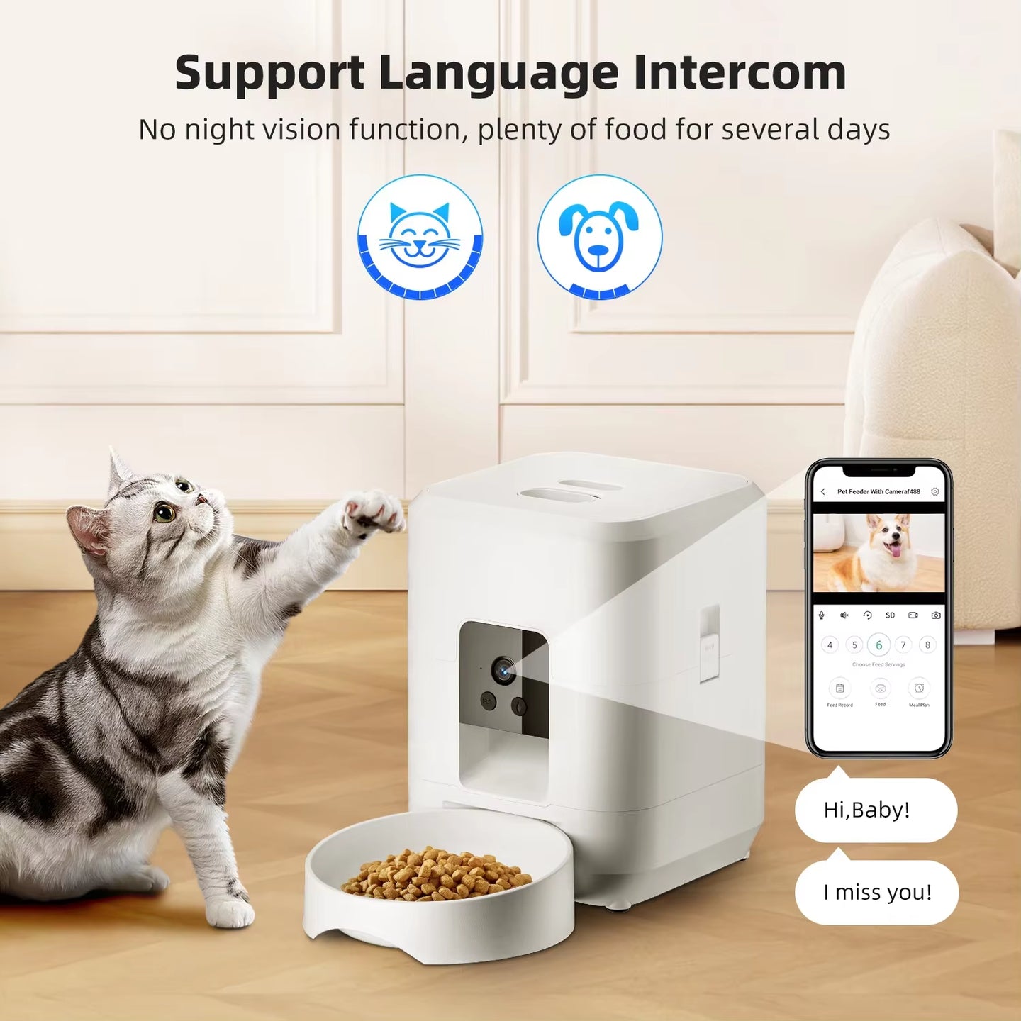 2L Smart Cat Feeder Automatic Dog Feeder Dog Dry Food Dispenser Timed Quantitative APP Control Automatic Cat Feeder Pet Dog Bowl