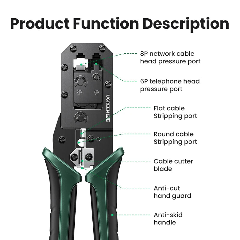 RJ45 Crimper Tools RJ45 Crimping Pliers for CAT6/7 Ethernet Lan Cable Network Cutter Stripper Plier Multifuntion Tool