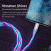 Flow Luminous USB Type-C Fast Charging Data Cable - 3A Compatible with Samsung, Xiaomi, OPPO, Huawei, and iPhone, with LED Indicator