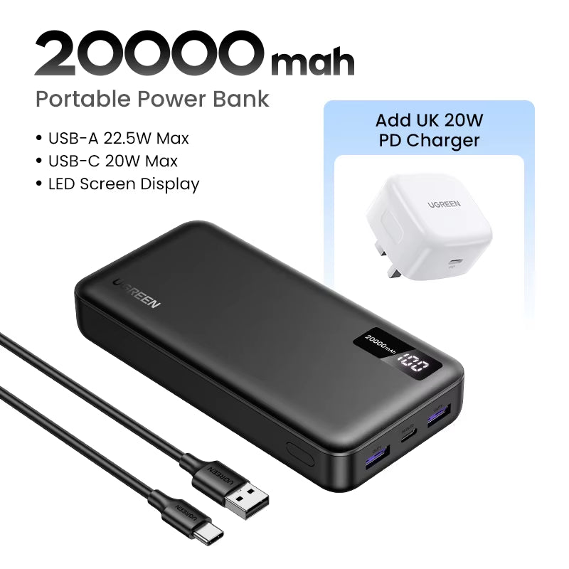 20000Mah PD 20W Power Bank Fast Charge Portable Powerbank for Iphone 17 16 15 Pro Max Xiaomi Phone External Battery 30W