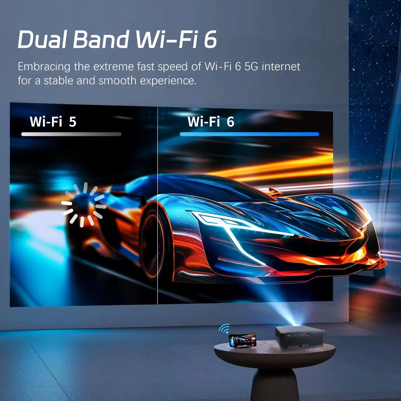 C4 PRO Full HD 1080P Projector with 4K Support and 1200 ANSI Lumens - Smart TV Functionality for Home Entertainment with 32GB Storage