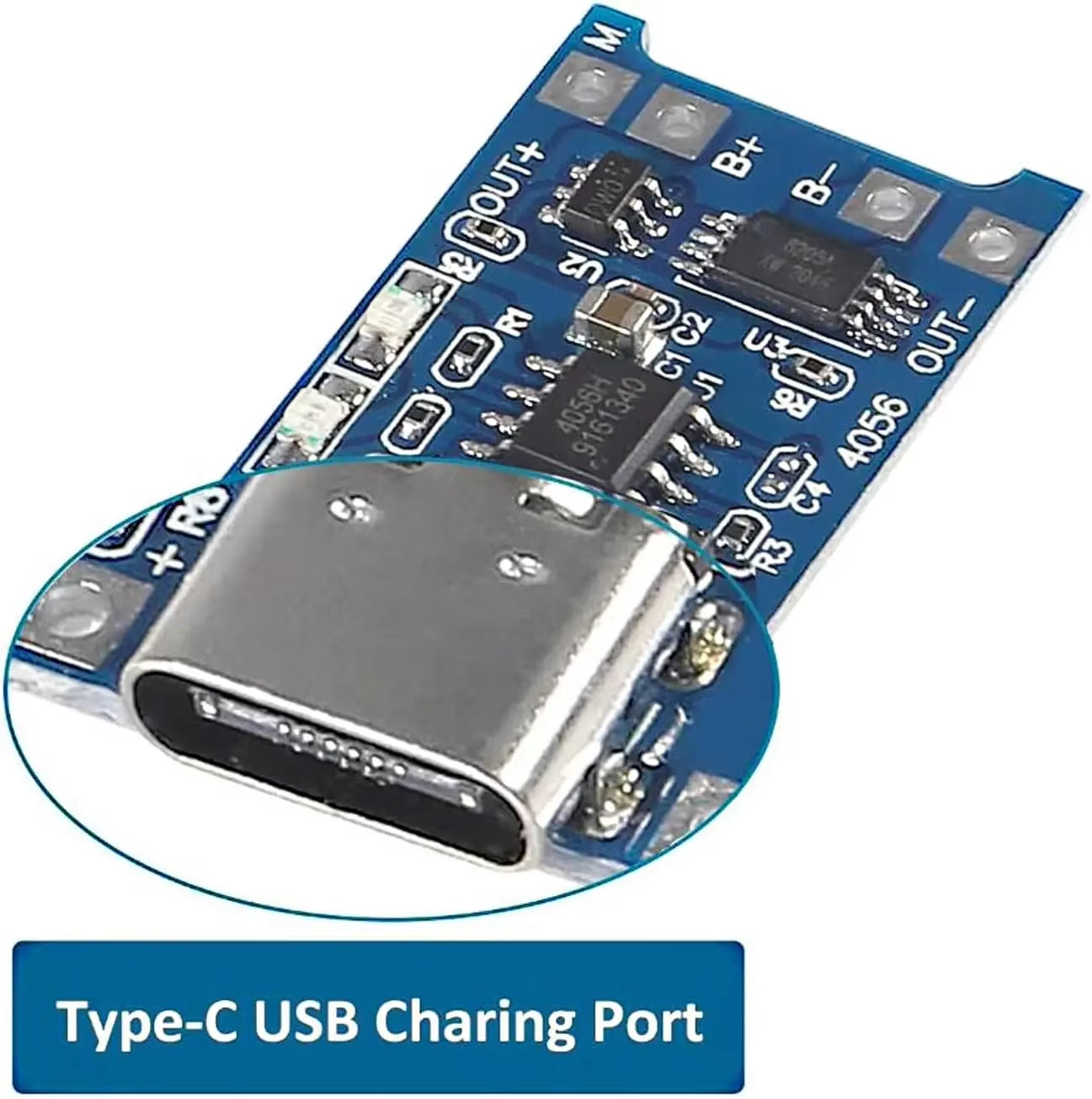 10-20Pcs 18650 TP4056 1A 5V Lithium Battery Charging Board Module Type-C Interface Charging Board with Protection Dual Functions