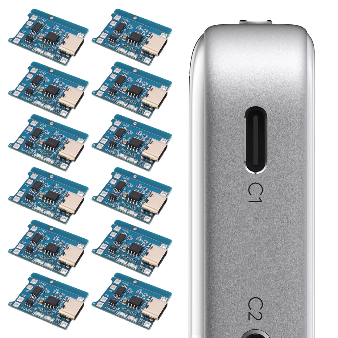 10-20Pcs 18650 TP4056 1A 5V Lithium Battery Charging Board Module Type-C Interface Charging Board with Protection Dual Functions
