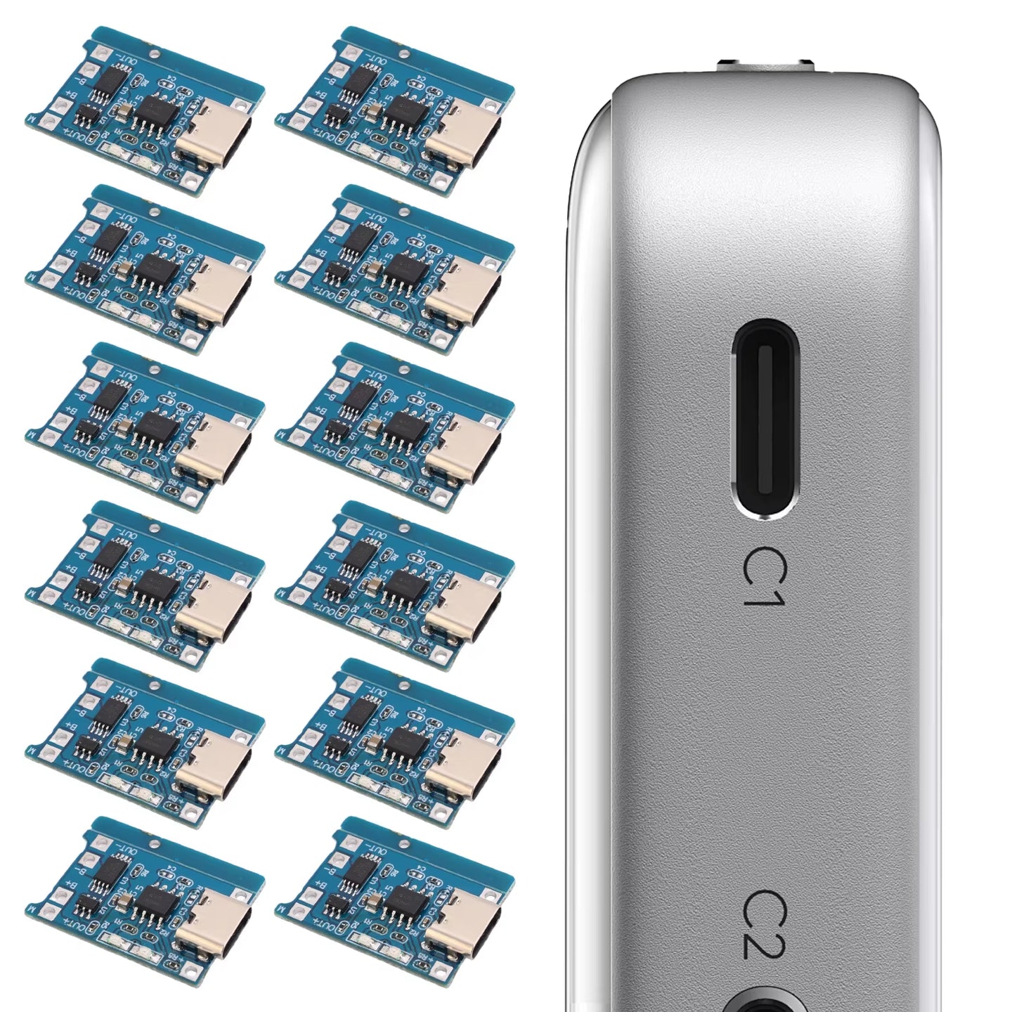10-20Pcs 18650 TP4056 1A 5V Lithium Battery Charging Board Module Type-C Interface Charging Board with Protection Dual Functions
