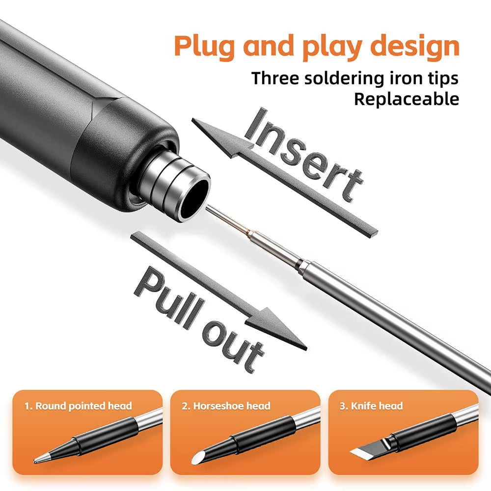 USB Soldering Iron Type-C Interface Mini Soldering Iron Set Digital Display Electric Soldering Iron Adjustable Temperature 5V 8W