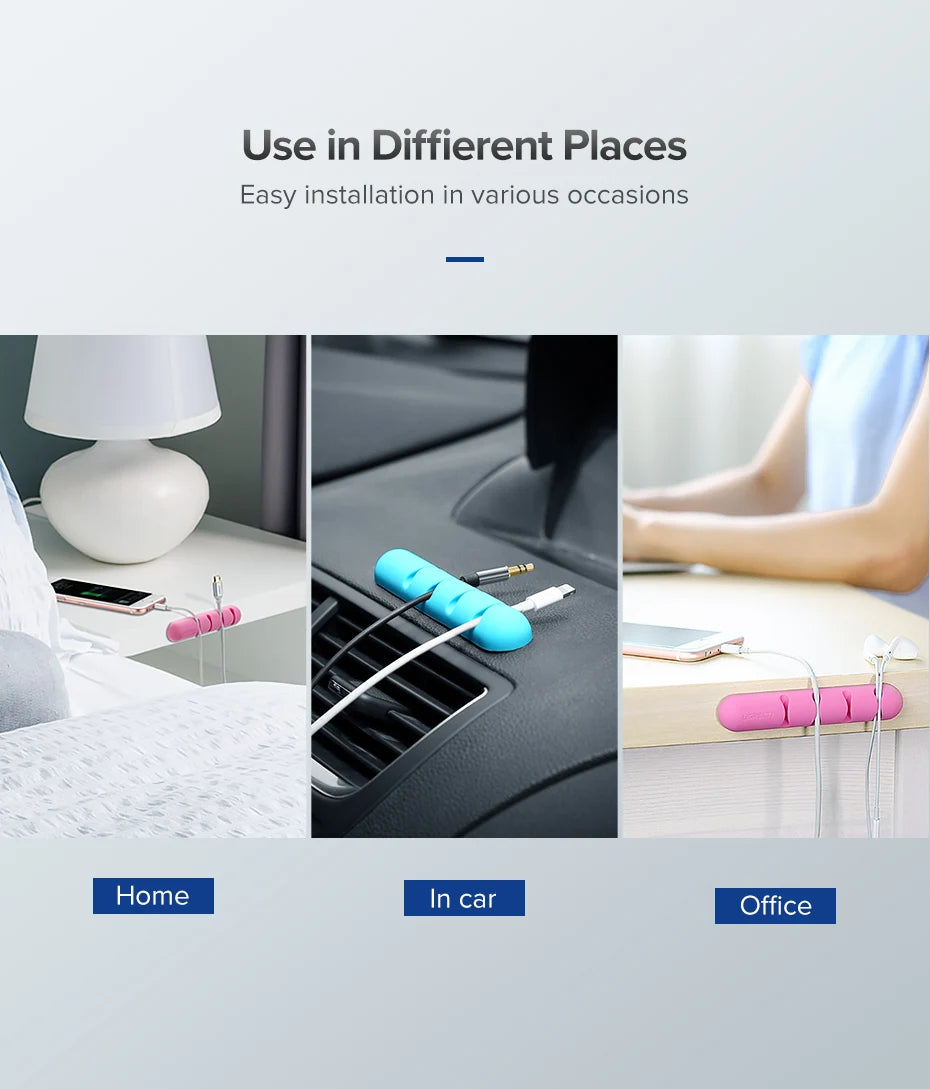 Cable Organizer Silicone USB Cable Winder Flexible Cable Management Clips for Mouse Headphone Earphone Cable Holder