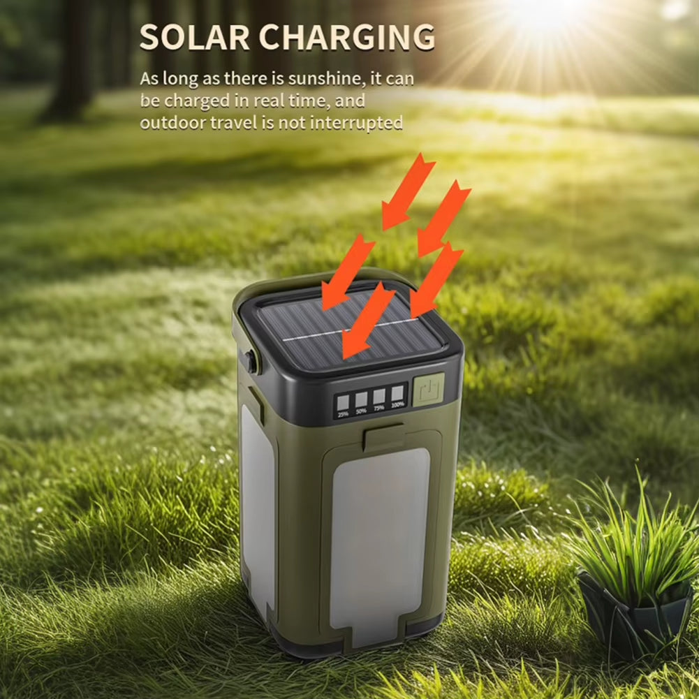 Solar Camping Lantern Foldable Camping Light Waterproof Rechargeable Lantern Portable Flashlight LED Tent Light Emergencise Gear